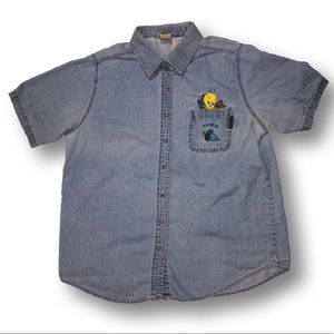 Vintage 90’s Tweety Bird Denim Button Up